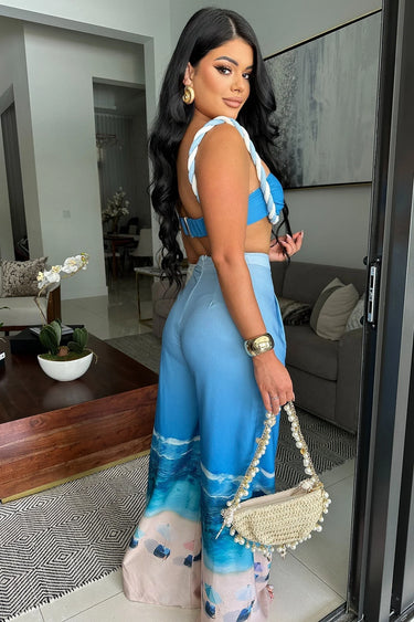 Stunning Blue two piece set matching fit styled for evening