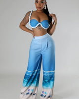 Romantic Getaway Pant Set - Blue front view showing complete two piece pant set