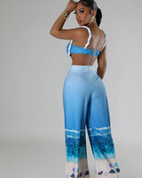 Elegant Blue matching two piece pant set styled for going out