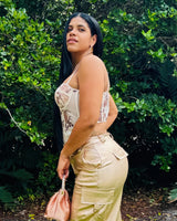 Rosé Bloom Mesh Corset Top with Floral Detail - view 2
