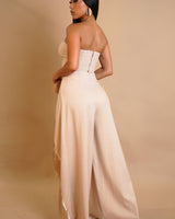 Rose Fringe Cut - Out Pant Set - Natural - Palazzo Couture Online