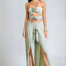 Rose Fringe Cut - Out Pant Set - Sage - Palazzo Couture Online