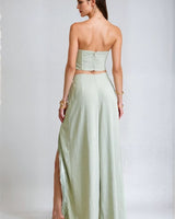 Rose Fringe Cut - Out Pant Set - Sage - Palazzo Couture Online
