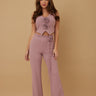 Rosette Charm Pant Set - Mauve - Palazzo Couture Online
