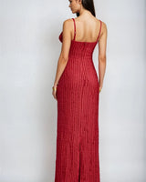 Rosette Embrace Maxi Dress – Burgundy - Palazzo Couture Online