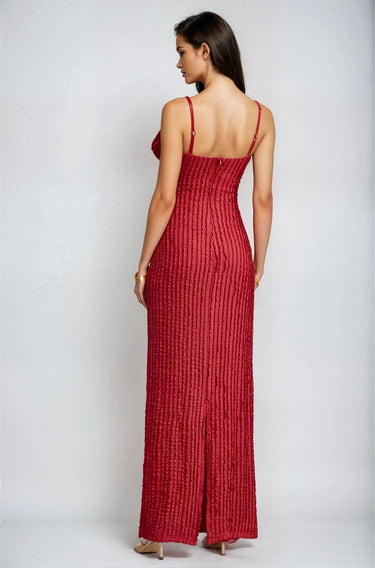 Rosette Embrace Maxi Dress – Burgundy - Palazzo Couture Online