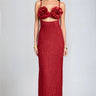 Rosette Embrace Maxi Dress – Burgundy - Palazzo Couture Online