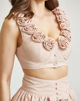 Rosette Romance Skirt Set (Pink) - Palazzo Couture Online