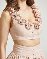 Women's Pink skirt set matching style back view