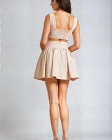 Rosette Romance Skirt Set (Pink) side view showing skirt silhouette and fit