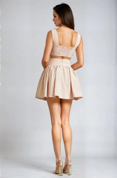 Rosette Romance Skirt Set (Pink) side view showing skirt silhouette and fit