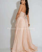 Royal Elegance Corset Maxi Dress Almond Milk - Palazzo Couture Online
