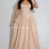 Royal Elegance Corset Maxi Dress Almond Milk front view showing full-length maxi silhouette