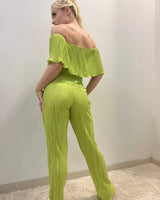 Summer Breeze Green Pant Set – Pleated Off-Shoulder Two-Piece - view 3
