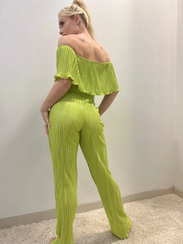 Summer Breeze Green Pant Set – Pleated Off-Shoulder Two-Piece - view 3
