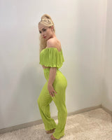 Summer Breeze Green Pant Set – Pleated Off-Shoulder Two-Piece - view 4