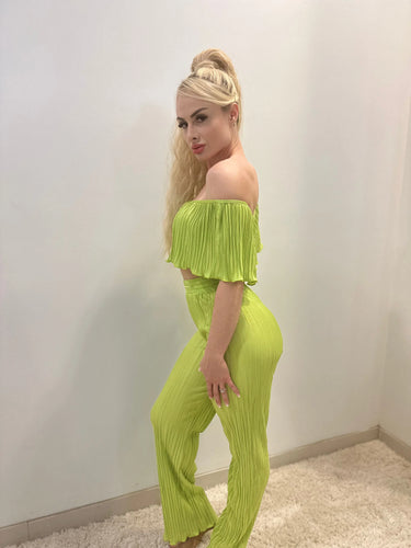 Summer Breeze Green Pant Set – Pleated Off-Shoulder Two-Piece - view 5