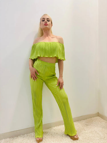 Summer Breeze Green Pant Set – Pleated Off-Shoulder Two-Piece - view 7