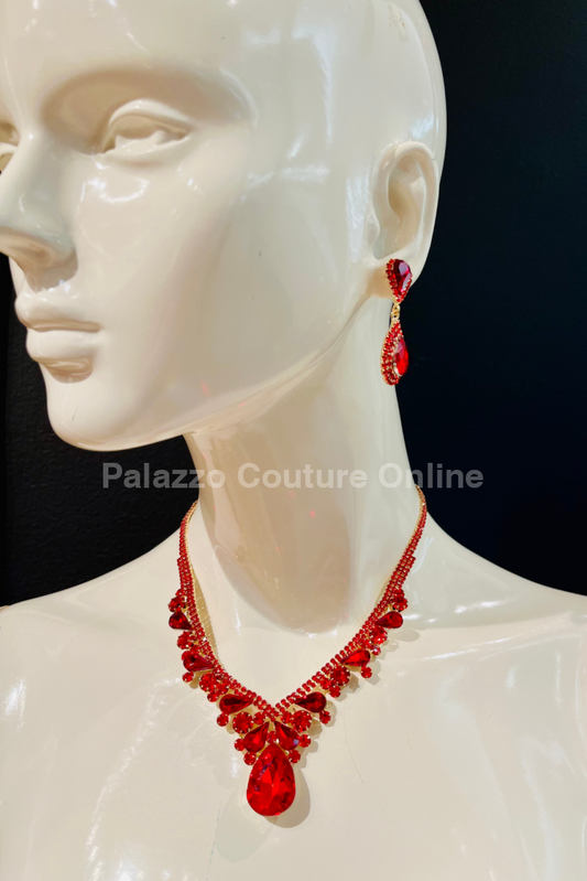 Rubi Drops Gold Set One Size / Red - Necklaces