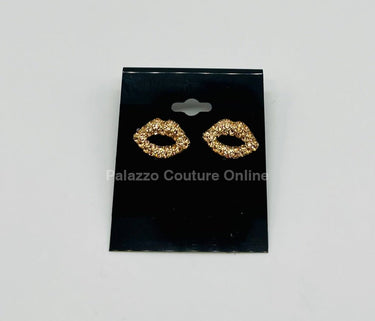 Ruby Pout Sparkle Stud Earrings (Gold) - Palazzo Couture Online