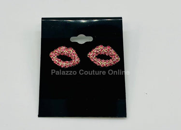 Ruby Pout Sparkle Stud Earrings (Pink) - Palazzo Couture Online