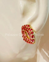 Ruby Pout Sparkle Stud Earrings (Pink) - Palazzo Couture Online