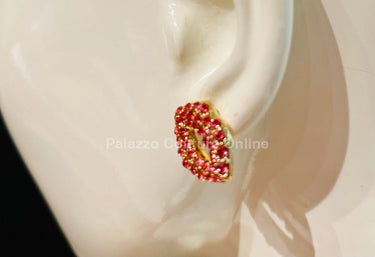 Ruby Pout Sparkle Stud Earrings (Pink) - Palazzo Couture Online