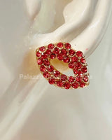 Ruby Pout Sparkle Stud Earrings (Pink) for women - fashion jewelry by Palazzo Couture