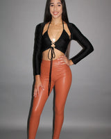 Ruched Camel Leggings (Caramel) - view 4