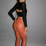 Ruched Camel Leggings (Caramel) - front view