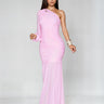Ruched Chiffon Maxi Dress - Baby Pink - Palazzo Couture Online
