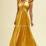 Ruffle Pleated Maxi Dress (Gold) - Palazzo Couture Online