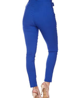 Rylee Royal Blue Pants – High Waist Tie Belt Skinny Fit - view 2