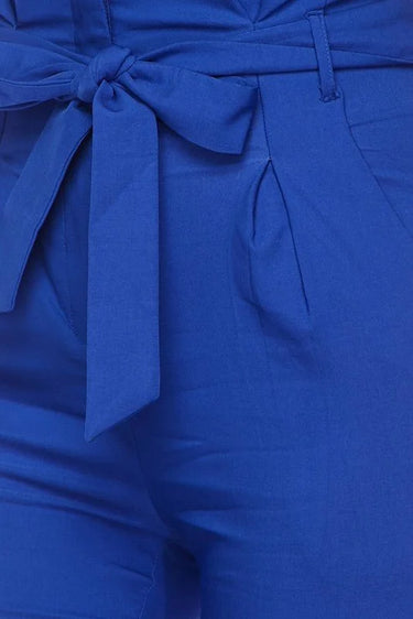 Rylee Royal Blue Pants – High Waist Tie Belt Skinny Fit - view 5