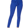 Rylee Royal Blue Pants – High Waist Tie Belt Skinny Fit - front view