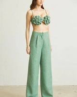 Women's Sage Green pant set matching style back view