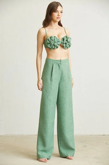 Women's Sage Green pant set matching style back view