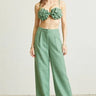 Sahara Flowers Pant Set - Sage Green front view showing complete two piece pant set