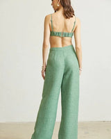Elegant Sage Green matching two piece pant set styled for going out