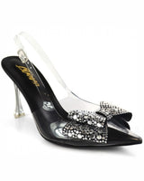 Sakina Crystal Bow Heels Black - Palazzo Couture Online