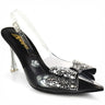 Sakina Crystal Bow Heels Black - Palazzo Couture Online