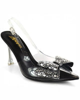 Sakina Crystal Bow Heels Black for women - stylish heels by Palazzo Couture