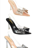 Sakina Crystal Bow Heels Nude - Palazzo Couture Online