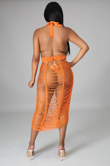 Sand In My Hair Orange Cover Up Crochet Dress - vacation cover up for women