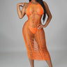 Sand In My Hair Orange Cover Up Crochet Dress for women - beach cover up by Palazzo Couture