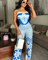 Santorini Dreams Printed Pant Set - Palazzo Couture Online
