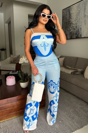 Santorini Dreams Printed Pant Set - Palazzo Couture Online