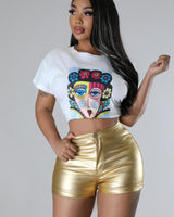 Sassy Slithers Metallic Gold Shorts - Palazzo Couture Online