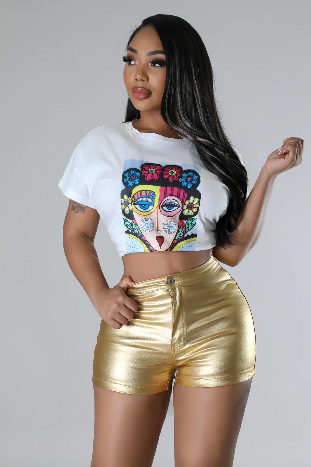 Sassy Slithers Metallic Gold Shorts - Palazzo Couture Online