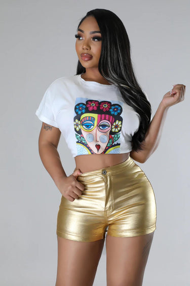 Sassy Slithers Metallic Gold Shorts - Palazzo Couture Online